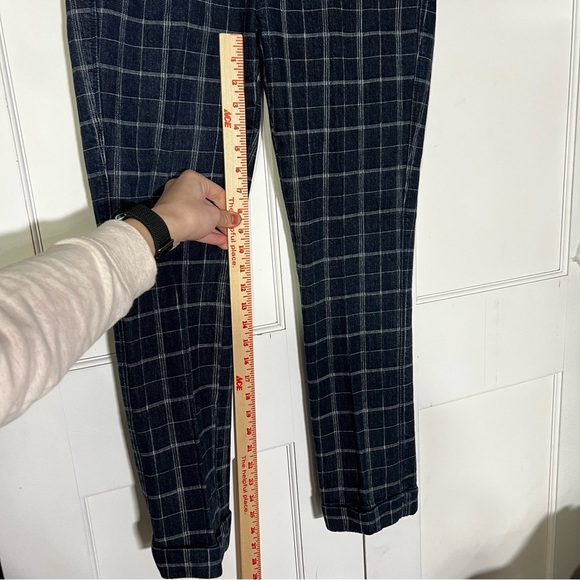 7 For All Mankind Edie Flood Plaid Jeans Blue Size 31 Denim Plaid Cropped - Picture 7 of 12